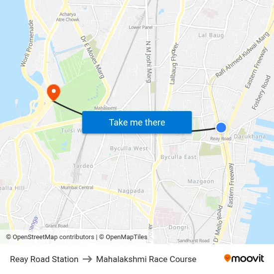 Reay Road Station to Mahalakshmi Race Course map