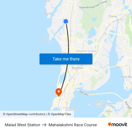 Malad West Station to Mahalakshmi Race Course map