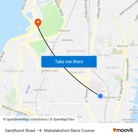 Sandhurst Road to Mahalakshmi Race Course map