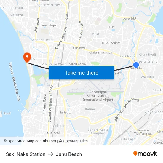 Saki Naka Station to Juhu Beach map