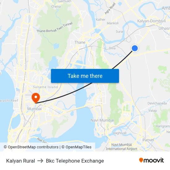 Kalyan Rural to Bkc Telephone Exchange map