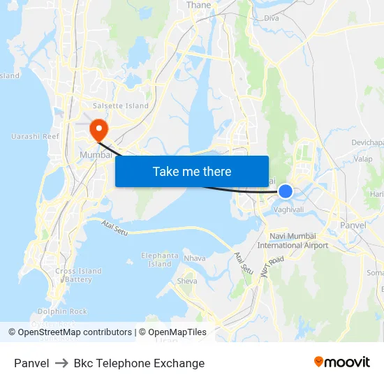 Panvel to Bkc Telephone Exchange map