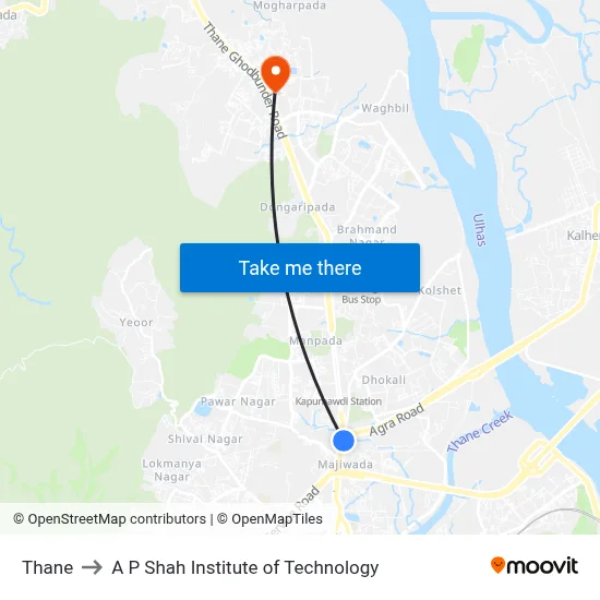Thane to A P Shah Institute of Technology map