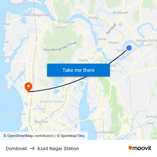 Dombivali to Azad Nagar Station map