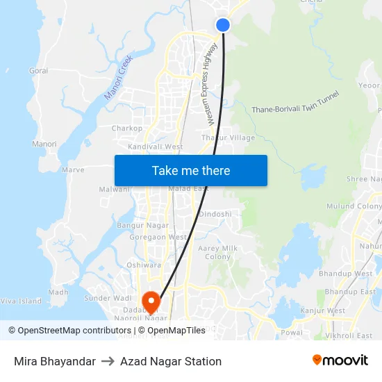 Mira Bhayandar to Azad Nagar Station map