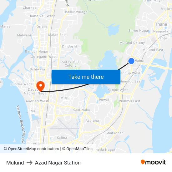 Mulund to Azad Nagar Station map