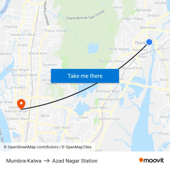 Mumbra-Kalwa to Azad Nagar Station map