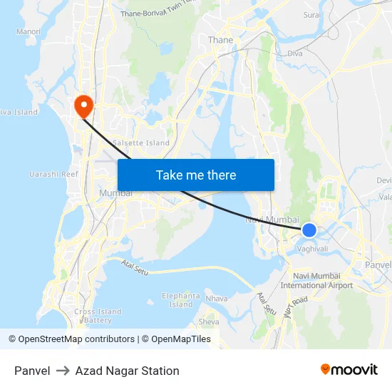 Panvel to Azad Nagar Station map