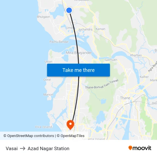 Vasai to Azad Nagar Station map