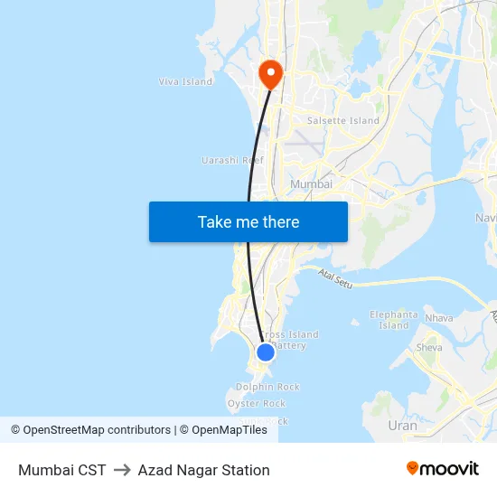 Mumbai CST to Azad Nagar Station map