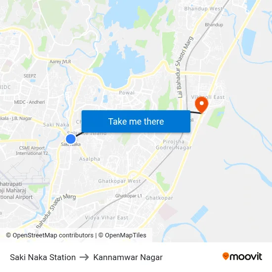 Saki Naka Station to Kannamwar Nagar map