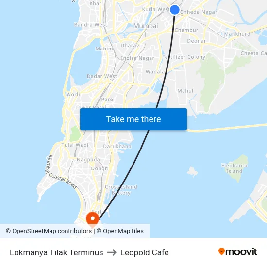 Lokmanya Tilak Terminus to Leopold Cafe map