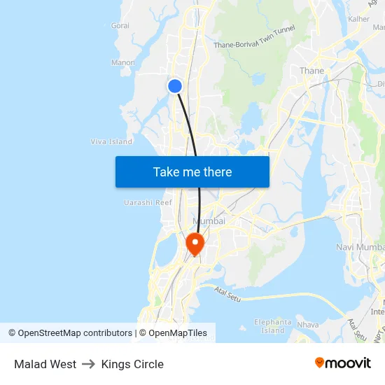 Malad West to Kings Circle map