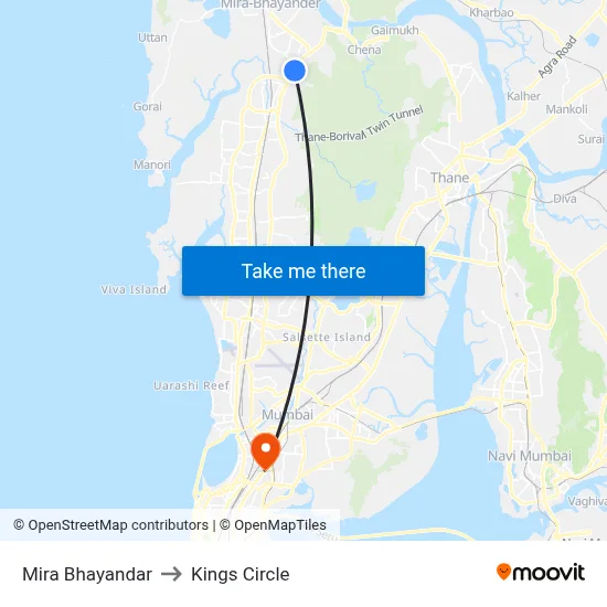Mira Bhayandar to Kings Circle map