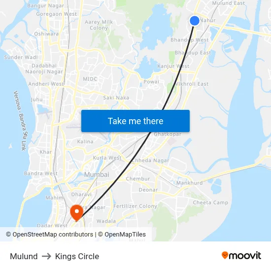 Mulund to Kings Circle map