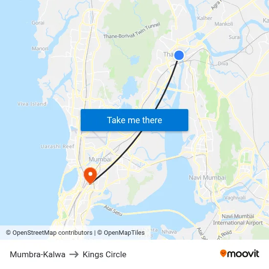 Mumbra-Kalwa to Kings Circle map