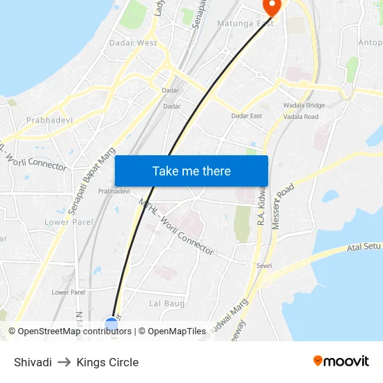 Shivadi to Kings Circle map