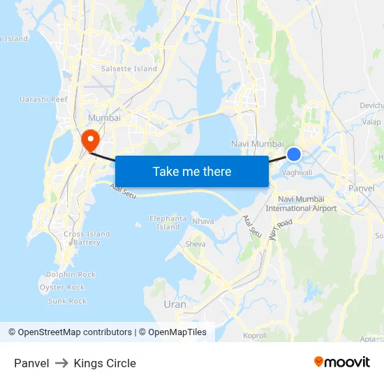Panvel to Kings Circle map