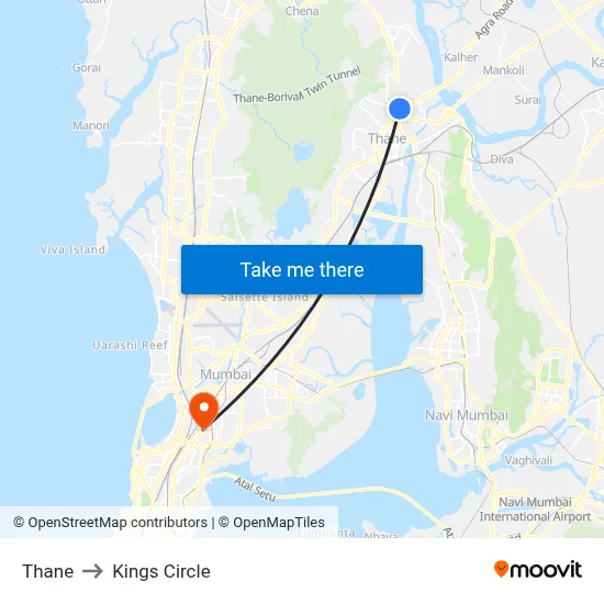Thane to Kings Circle map