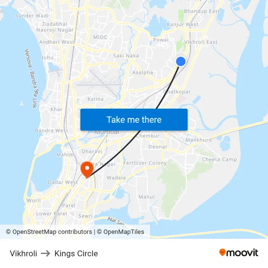 Vikhroli to Kings Circle map