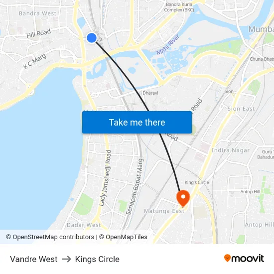 Vandre West to Kings Circle map