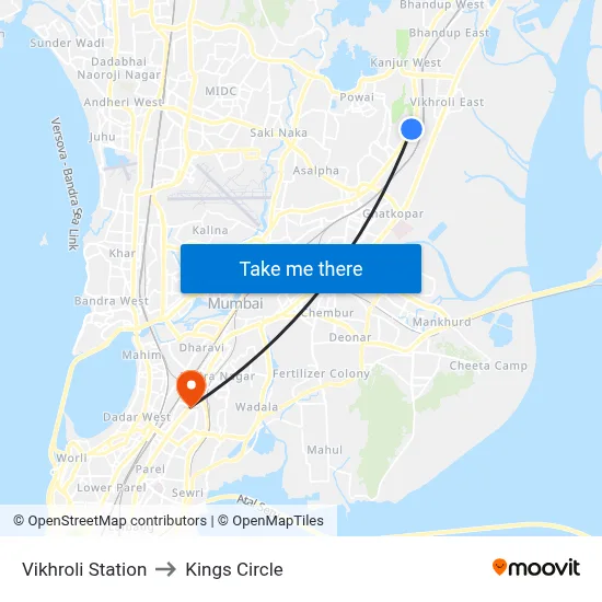 Vikhroli Station to Kings Circle map