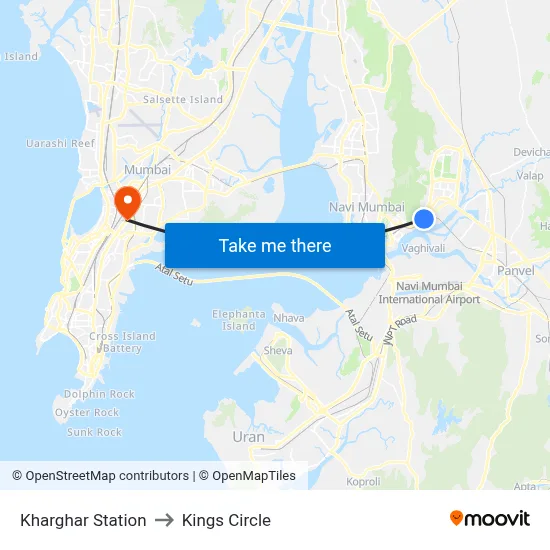 Kharghar Station to Kings Circle map