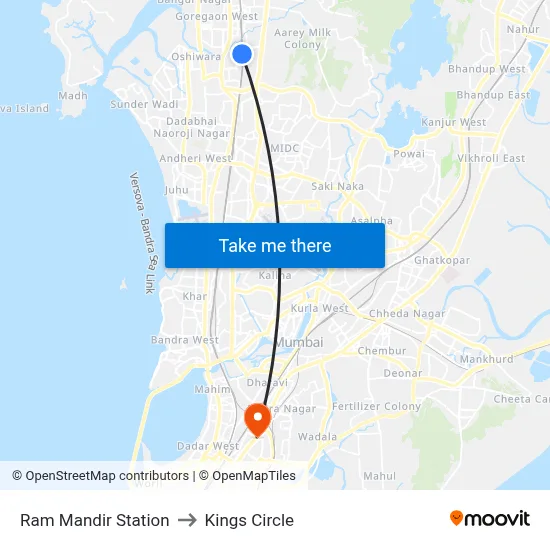 Ram Mandir Station to Kings Circle map