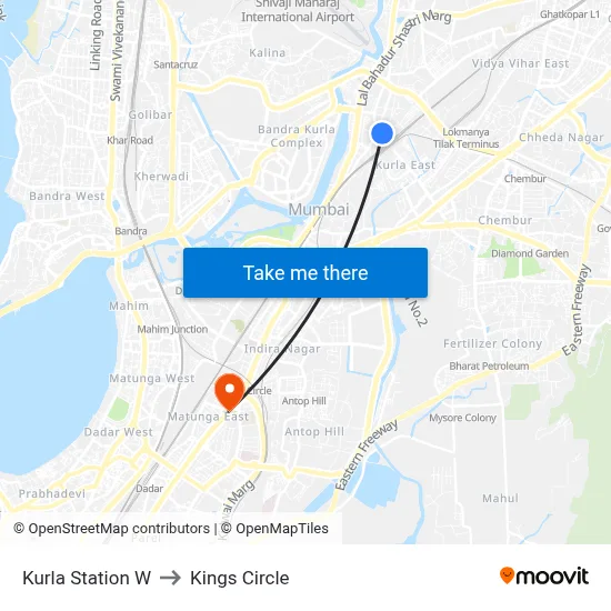 Kurla Station W to Kings Circle map