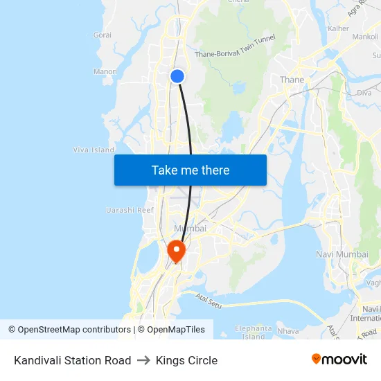 Kandivali Station Road to Kings Circle map