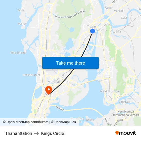 Thana Station to Kings Circle map
