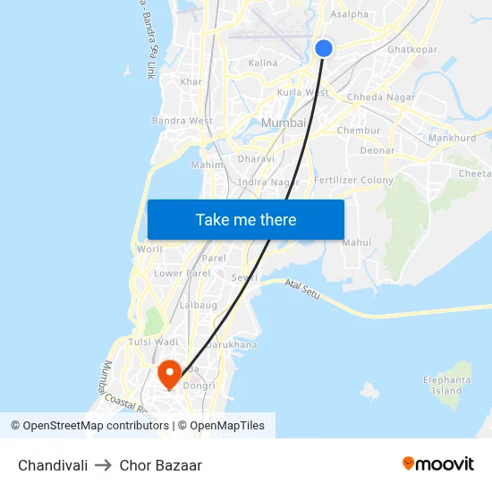 चांदिवली to चोर बाजार map