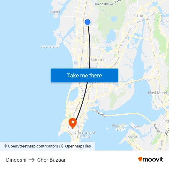 दिंडोशी to चोर बाजार map