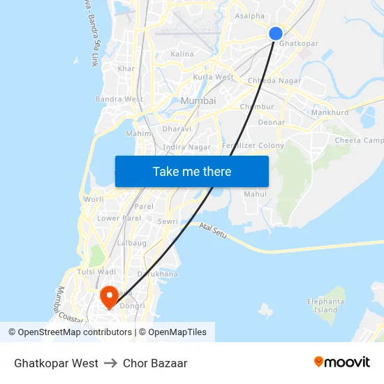 घाटकोपर वेस्ट to चोर बाजार map