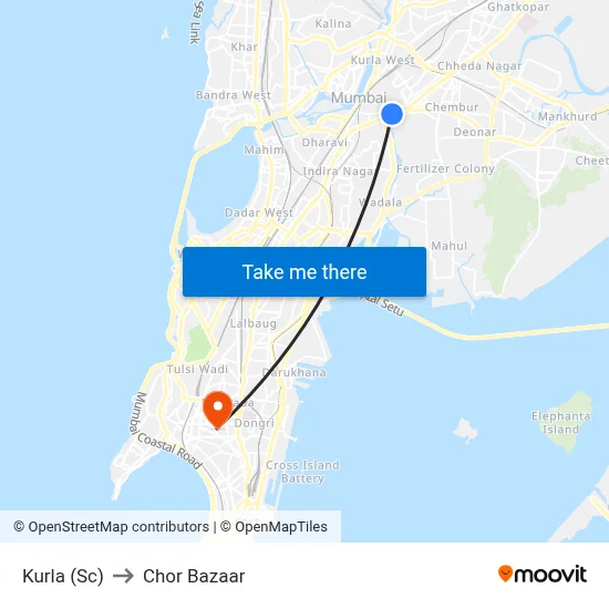 कुर्ला (अनु) to चोर बाजार map