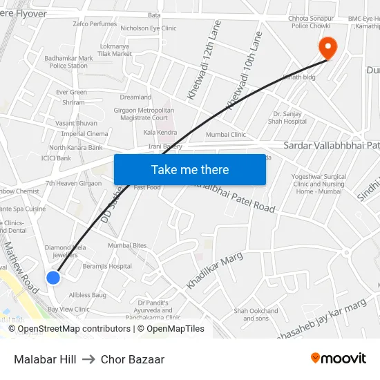 मलाबार हिल to चोर बाजार map