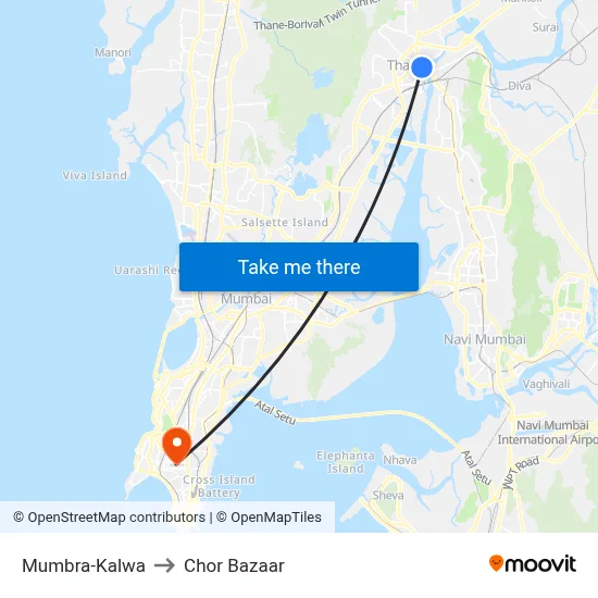 Mumbra-Kalwa to Chor Bazaar map