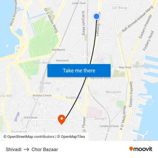Shivadi to Chor Bazaar map