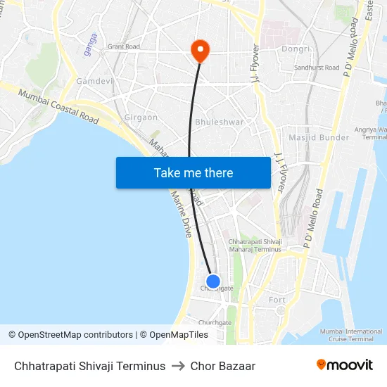छत्रपति शिवाजी टर्मिनस to चोर बाजार map