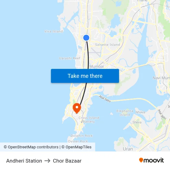 Andheri Station to Chor Bazaar map