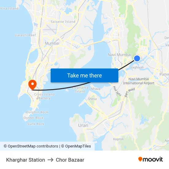Kharghar Station to Chor Bazaar map