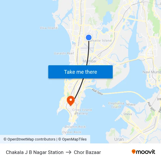 Chakala J B Nagar Station to Chor Bazaar map