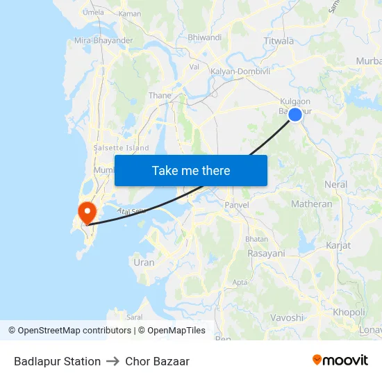 Badlapur Station to Chor Bazaar map