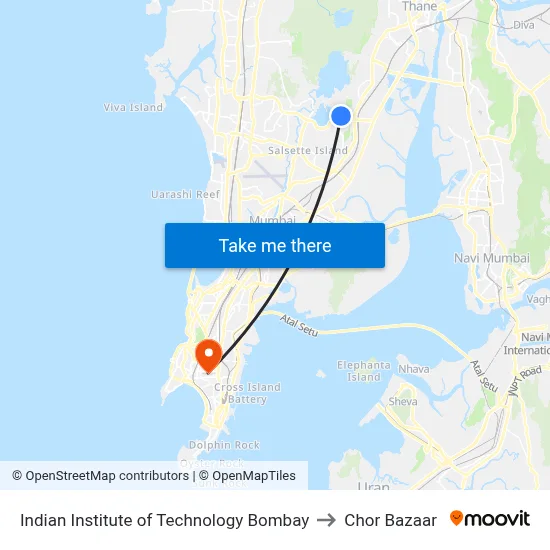 भारतीय प्रौद्योगिकी संस्थान बॉम्बे to चोर बाजार map