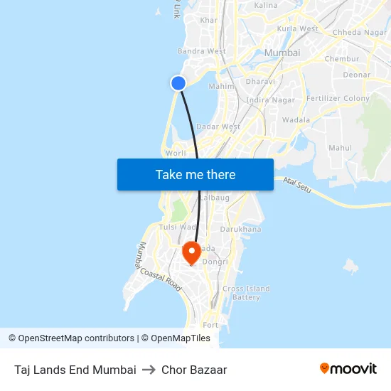ताज लैंड्स एंड मुंबई to चोर बाजार map