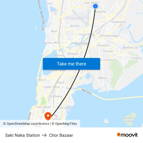 Saki Naka Station to Chor Bazaar map