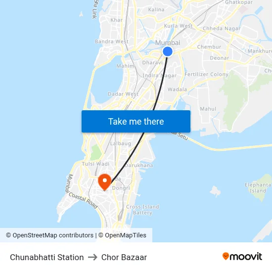 Chunabhatti Station to Chor Bazaar map
