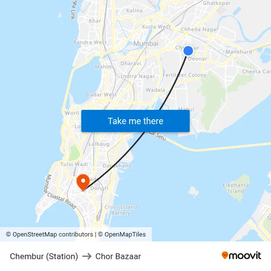 Chembur (Station) to Chor Bazaar map
