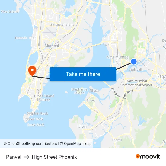 Panvel to High Street Phoenix map