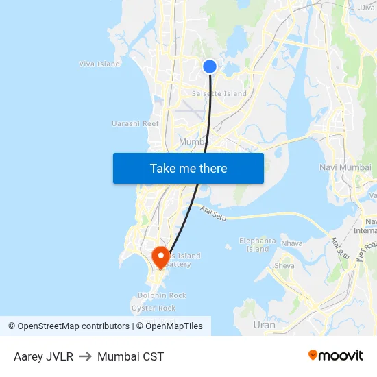 Aarey JVLR to Mumbai CST map